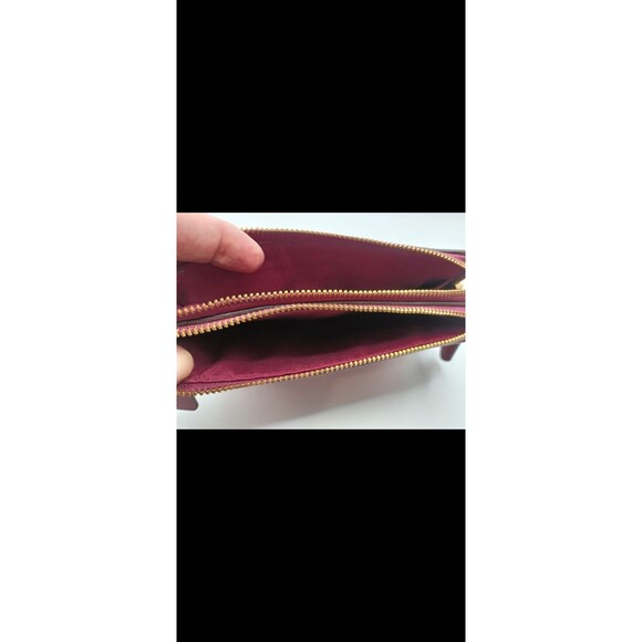 Coach Red Pebbled Leather Double Corner Zip Wristlet Clutch Wallet With Tag - Picture 8 of 16